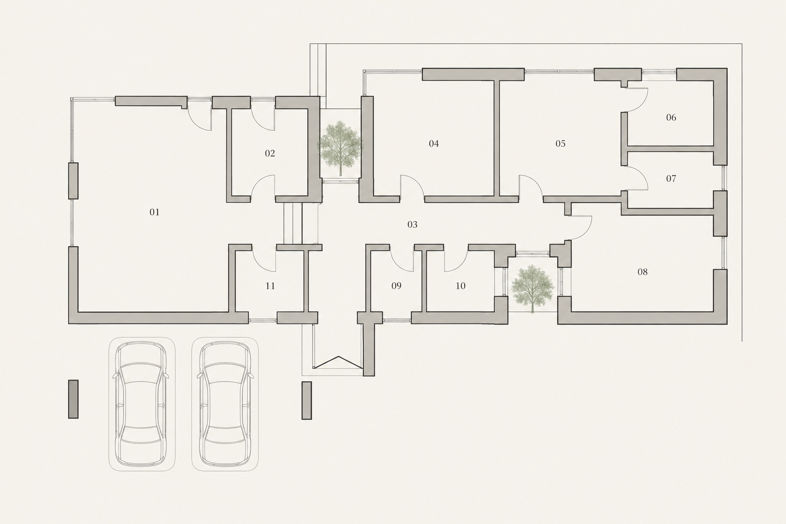 Plan Glade House cu camere numerotate